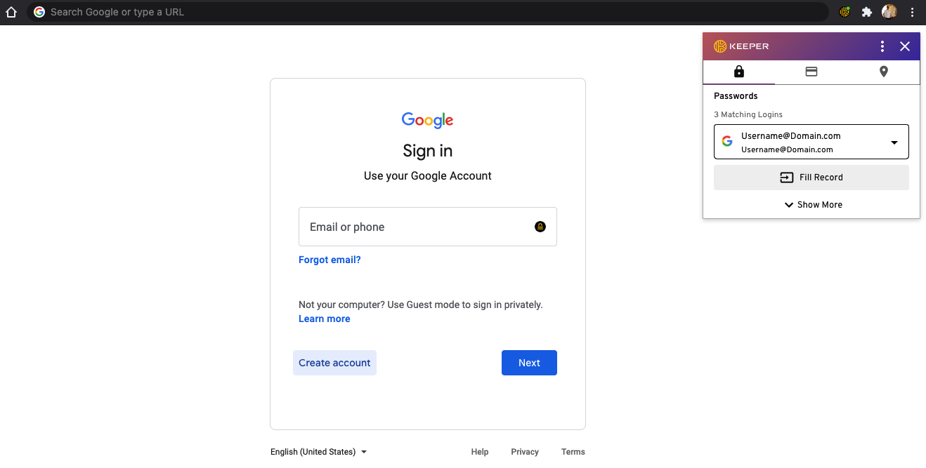 Windows Hello Enabled in Keeper's Security Settings